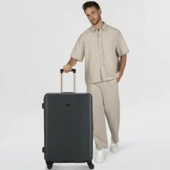 Guess 4-Rollen Koffer|Hartgepäck<Jesco 4 Rollen Trolley 77 cm mit Dehnfalte coal logo