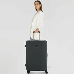 Guess 4-Rollen Koffer|Hartgepäck<Jesco 4 Rollen Trolley 77 cm mit Dehnfalte coal logo