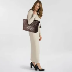 Harbour 2nd Schultertaschen<Leontina Schultertasche Leder 40 cm chocolate brown