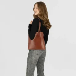 Harold's Henkeltaschen|Schultertaschen<Caugio Schultertasche Leder 33 cm cognac