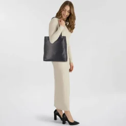 Harold's Henkeltaschen|Schultertaschen<Caugio Schultertasche Leder 33 cm dunkelblau