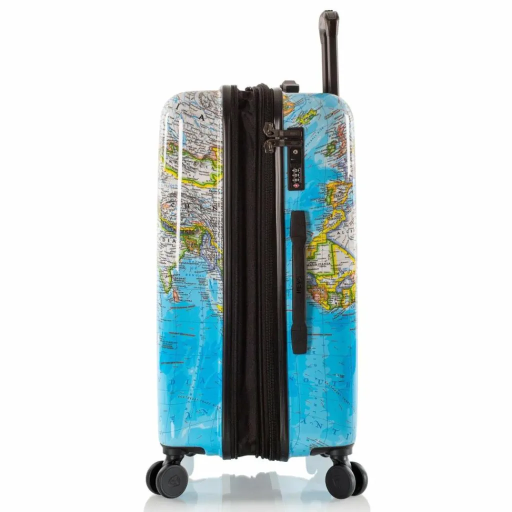 Heys Koffersets 3-Teilig|Koffersets Als Hartgepäck<Black Camo 4 Rollen Kofferset 3-teilig mit Dehnfalte world map