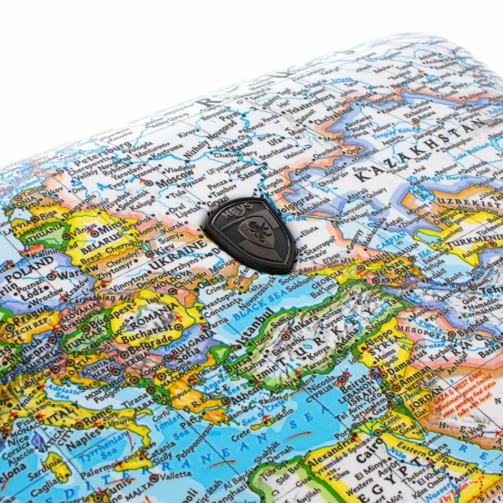 Heys Koffersets 3-Teilig|Koffersets Als Hartgepäck<Black Camo 4 Rollen Kofferset 3-teilig mit Dehnfalte world map