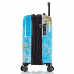 Heys Hartgepäck Kabinengepäck|4-Rollen Kabinentrolleys<Black Camo 4 Rollen Kabinentrolley S 53 cm mit Dehnfalte world map