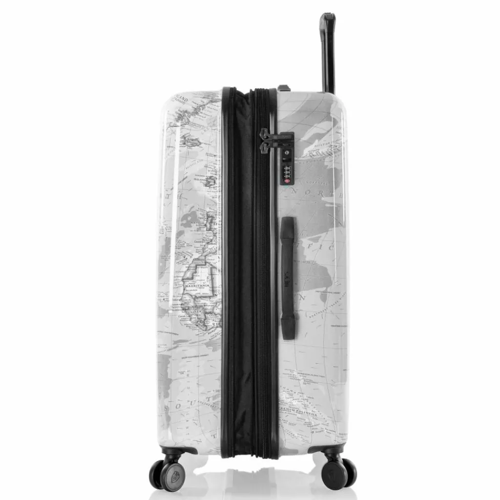 Heys Hartgepäck|4-Rollen Koffer<Fashion 4 Rollen Trolley L 76 cm mit Dehnfalte black-white world map