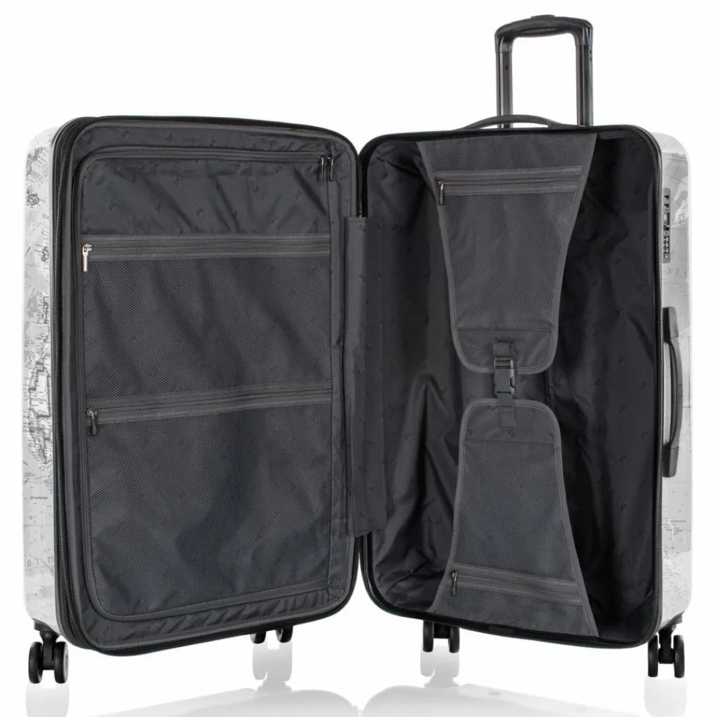 Heys Hartgepäck|4-Rollen Koffer<Fashion 4 Rollen Trolley L 76 cm mit Dehnfalte black-white world map