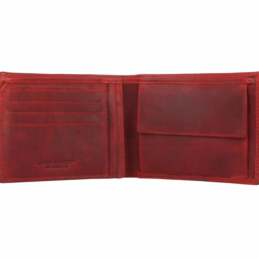 Jack Kinsky Herrengeldbörsen Querformat<Risör Geldbörse RFID Schutz Leder 13 cm rot