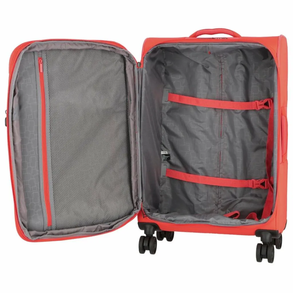Jump Weichgepäck|4-Rollen Koffer<Monthélys 4 Rollen Trolley 67 cm mit Dehnfalte coral