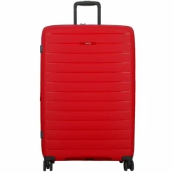 Jump Hartgepäck|4-Rollen Koffer<Striper 4 Rollen Trolley 77 cm mit Dehnfalte red