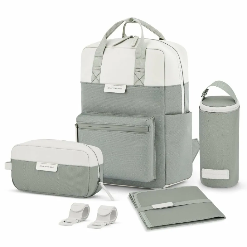Kapten & Son Bergen Wickelrucksack Set 4 tlg. Laptopfach muted sage