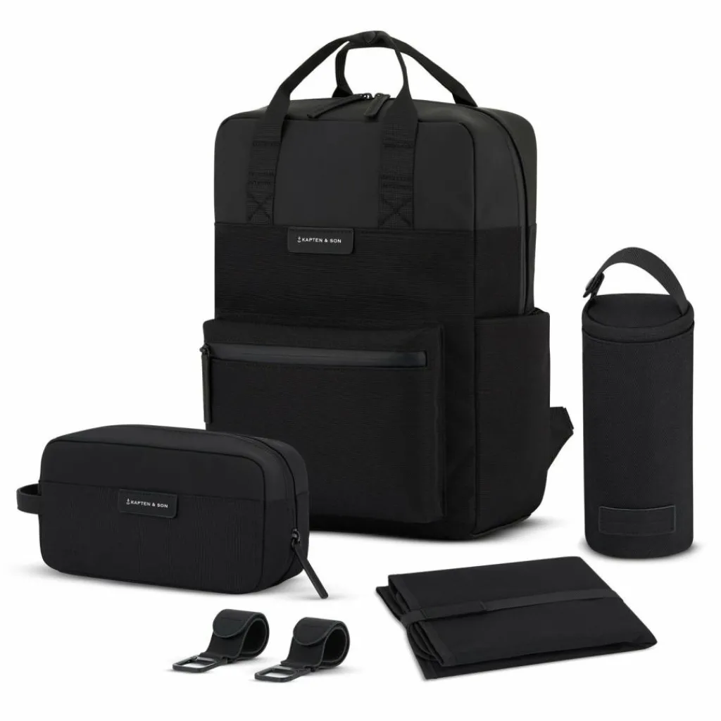 New Kapten & Son Bergen Wickelrucksack Set 4 tlg. Laptopfach all black