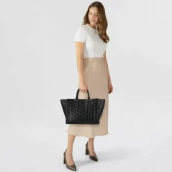 Discount Lacoste Maheki Shopper Tasche Leder 43 cm noir