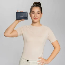 Lazarotti Damengeldbörsen Querformat<Bologna Leather Geldbörse Leder 14 cm navy