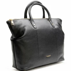 New Lazarotti Bologna Leather Shopper Tasche Leder 36 cm black
