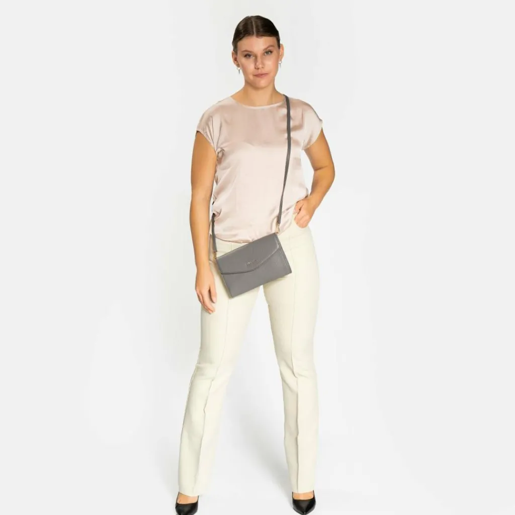 Clearance Lazarotti Bologna Leather Clutch Tasche Leder 23 cm grey