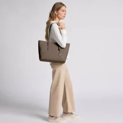 Lazarotti Shopper|Schultertaschen<Bologna Leather Shopper Tasche Leder 35 cm taupe