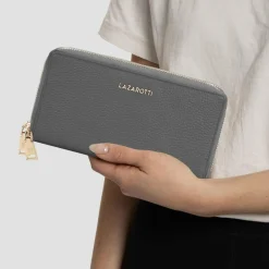 Hot Lazarotti Bologna Leather Geldbörse RFID Schutz Leder 20 cm grey