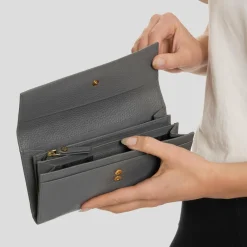 Lazarotti Damengeldbörsen Querformat<Bologna Leather Geldbörse Leder 19 cm grey