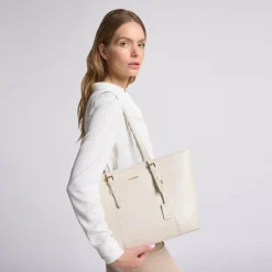 Lazarotti Shopper|Schultertaschen<Bologna Leather Shopper Tasche Leder 35 cm cream