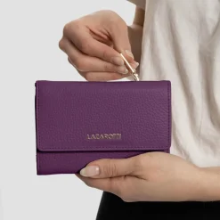 Lazarotti Damengeldbörsen Querformat<Bologna Leather Geldbörse Leder 14 cm purple