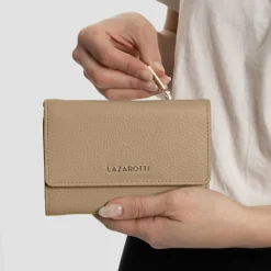 Lazarotti Damengeldbörsen Querformat<Bologna Leather Geldbörse Leder 14 cm sand