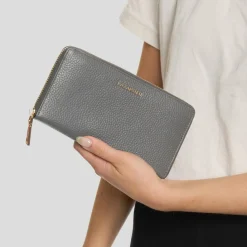 New Lazarotti Bologna Leather Geldbörse Leder 19 cm grey