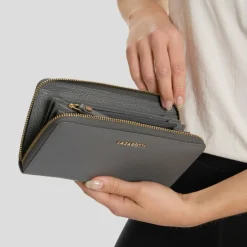 New Lazarotti Bologna Leather Geldbörse Leder 19 cm grey