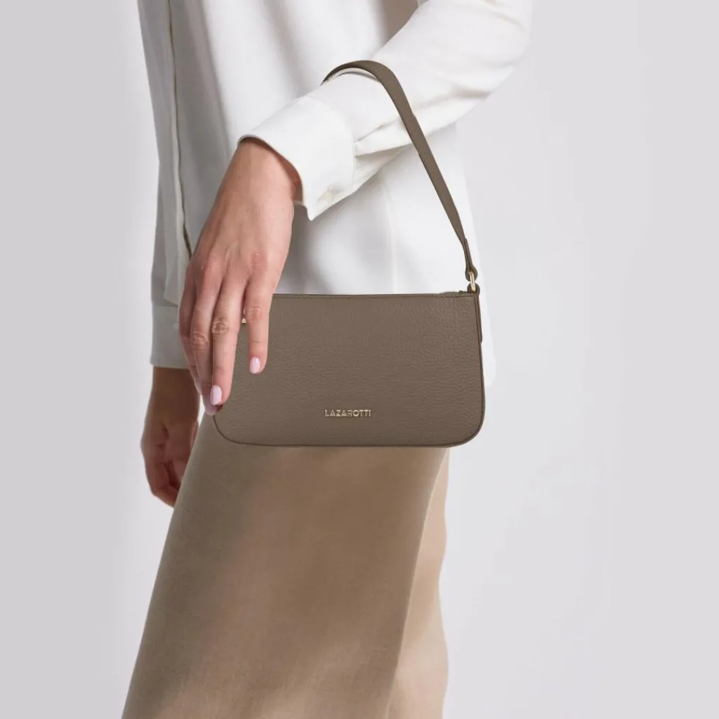 Sale Lazarotti Bologna Leather Schultertasche Leder 22 cm taupe