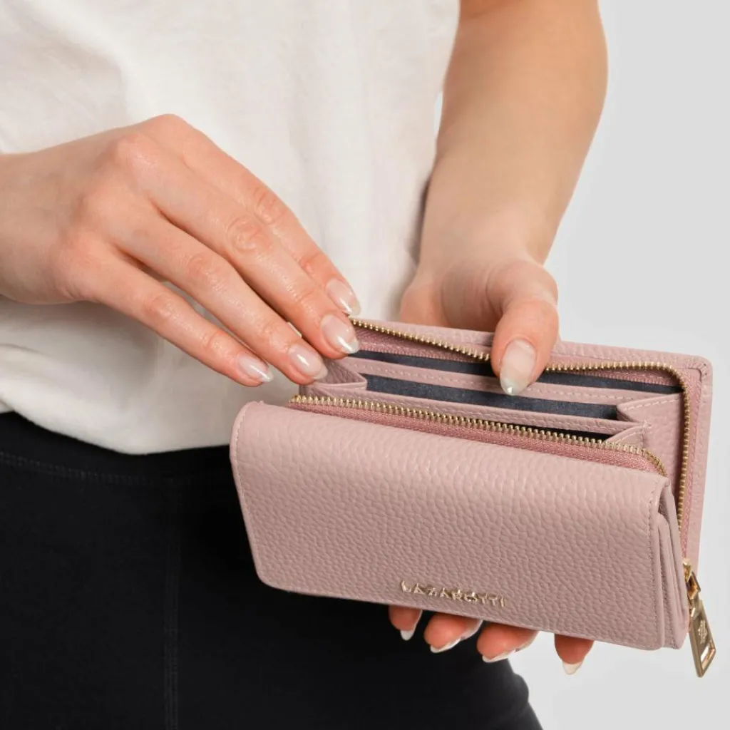 Lazarotti Damengeldbörsen Querformat<Bologna Leather Geldbörse Leder 14 cm rose