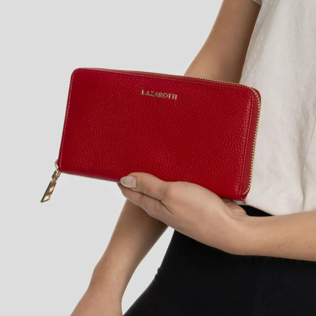 Lazarotti Damengeldbörsen Querformat<Bologna Leather Geldbörse Leder 19 cm red