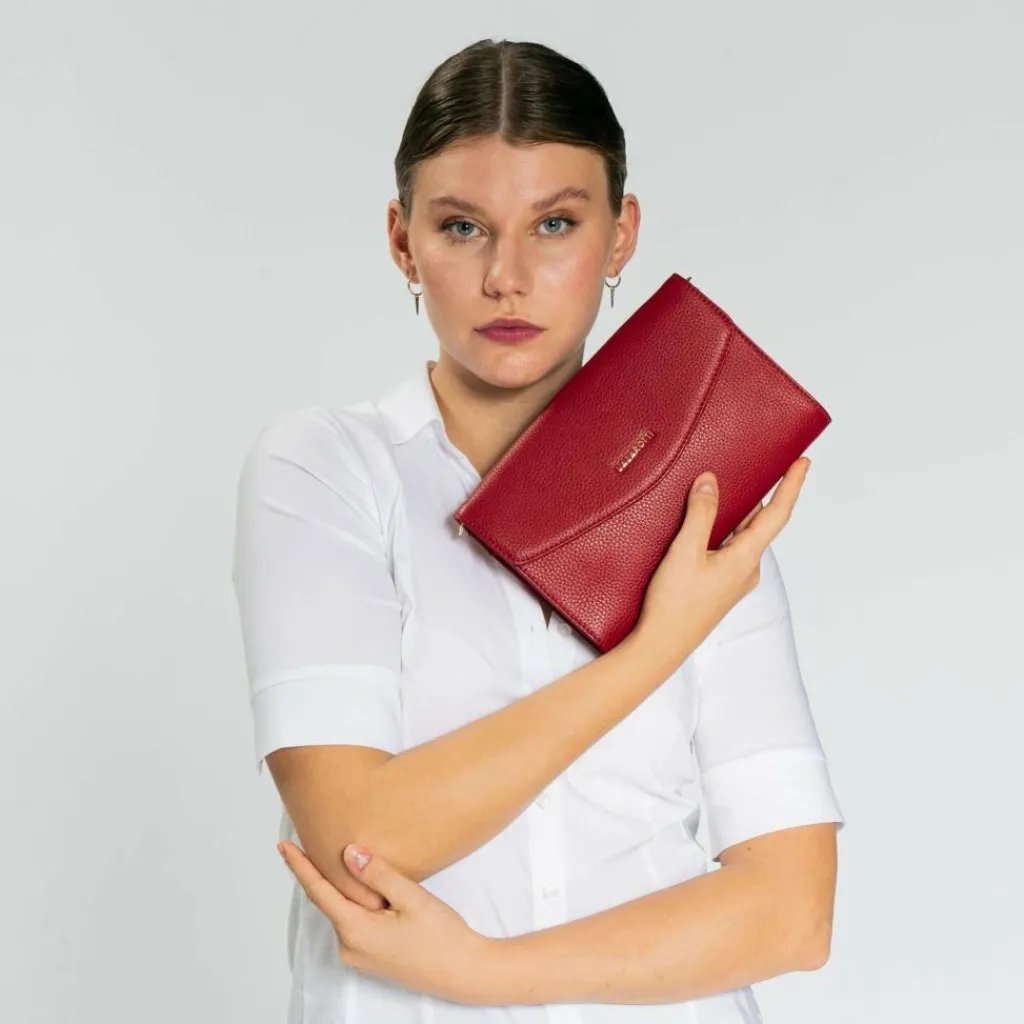 Lazarotti Umhängetaschen|Abendtaschen & Clutches<Bologna Leather Clutch Tasche Leder 23 cm red