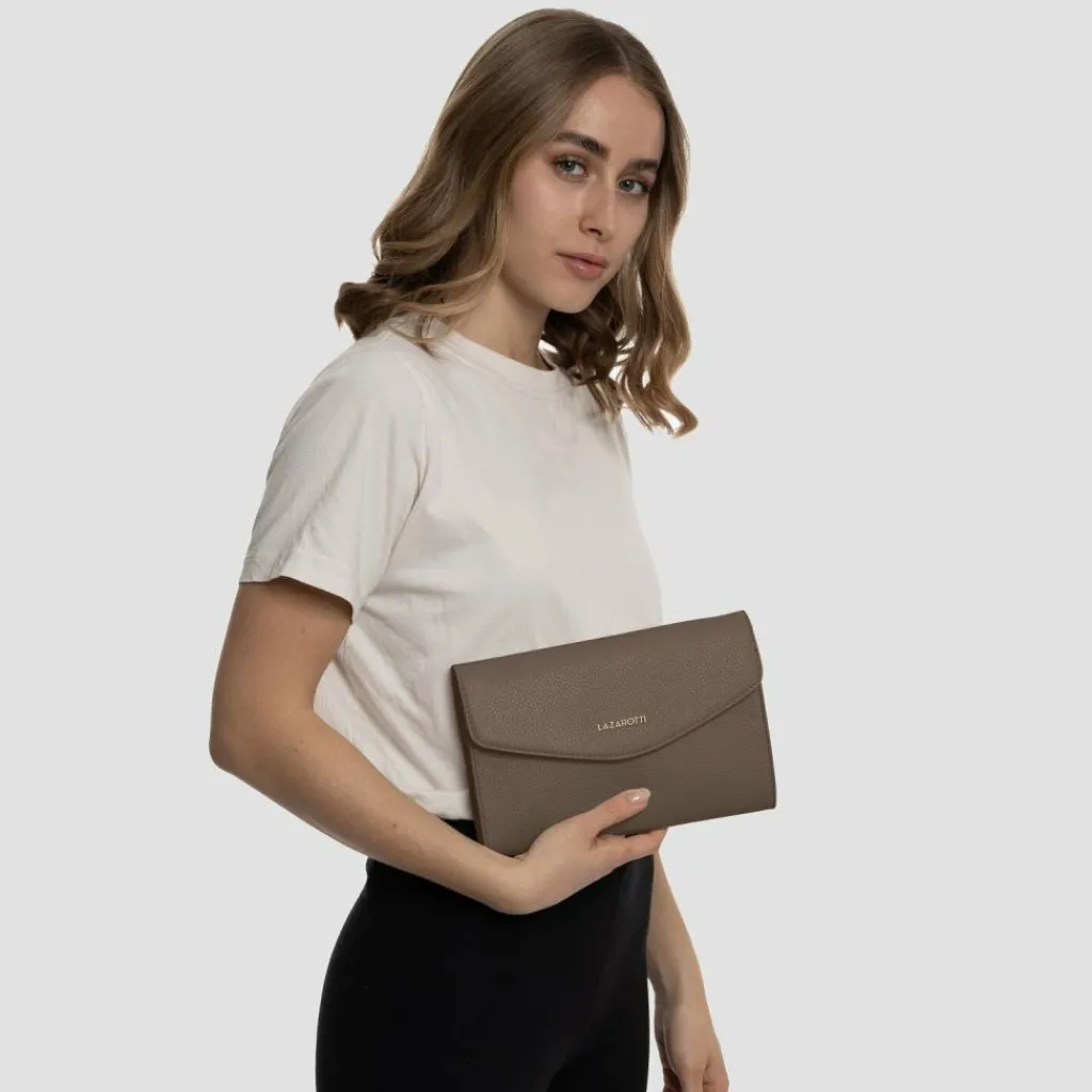 Clearance Lazarotti Bologna Leather Clutch Tasche Leder 23 cm taupe