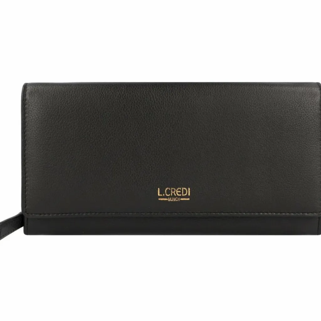 Discount L.Credi Evelyn Geldbörse Leder 20 cm schwarz