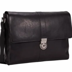 Leonhard Heyden Messenger Bags|Laptoptaschen<Bergamo Messenger Leder 38 cm Laptopfach schwarz