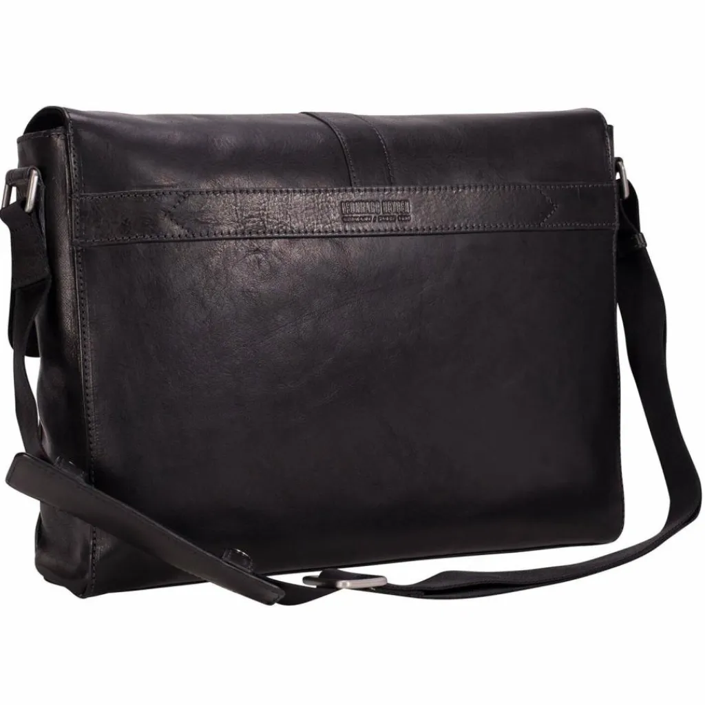 Leonhard Heyden Messenger Bags|Laptoptaschen<Bergamo Messenger Leder 38 cm Laptopfach schwarz
