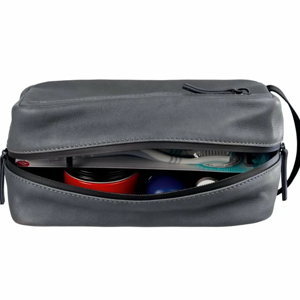 Leonhard Heyden Kulturbeutel<Den Haag Kulturbeutel Leder 23 cm grau