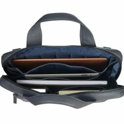 New Leonhard Heyden Den Haag Aktentasche Leder 38 cm Laptopfach grau