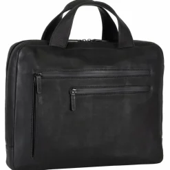 Outlet Leonhard Heyden Den Haag Aktentasche Leder 38 cm Laptopfach schwarz