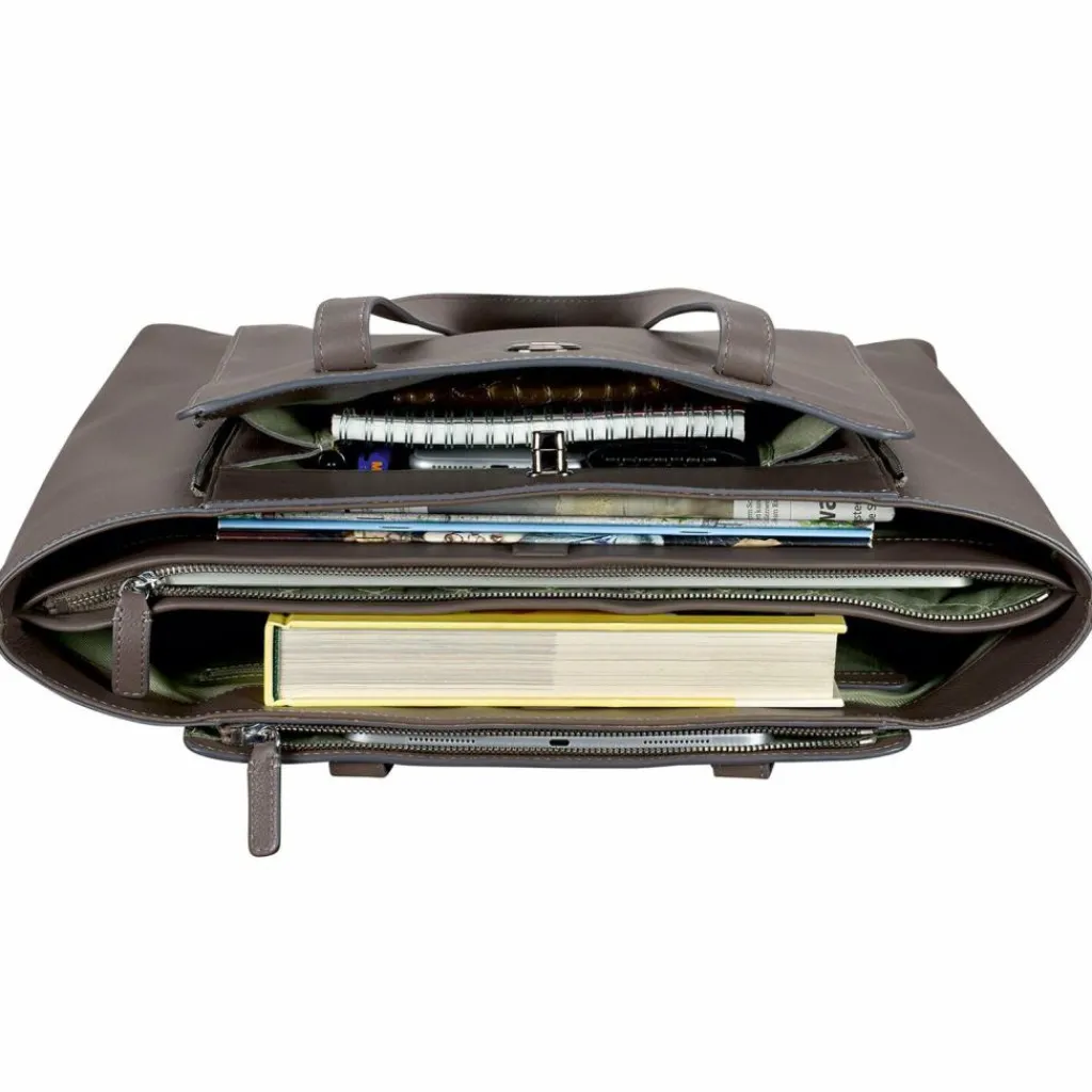 Leonhard Heyden Shopper|Schultertaschen<Nizza Shopper Tasche Leder 40 cm taupe