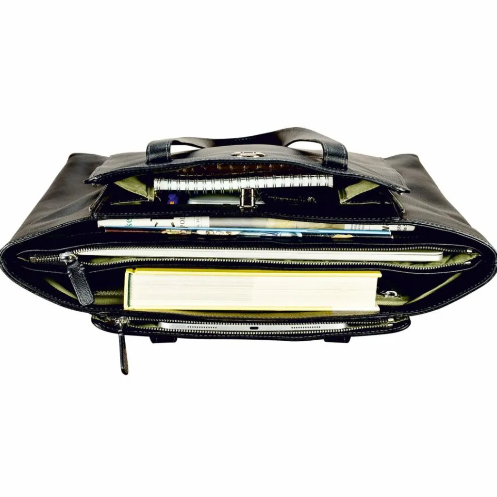 Discount Leonhard Heyden Nizza Shopper Tasche Leder 40 cm schwarz