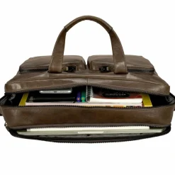 Clearance Leonhard Heyden Porto Aktentasche Leder 39 cm graubraun