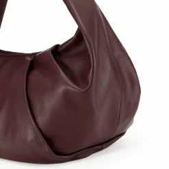 LES VISIONNAIRES Schultertaschen|Henkeltaschen<Greta Essential Schultertasche Leder 43 cm aubergine