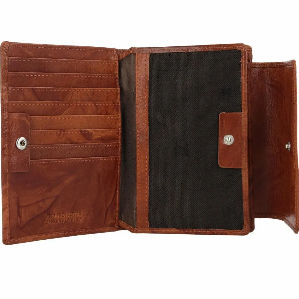 Outlet mano Donna Aurona Geldbörse RFID Leder 14 cm cognac