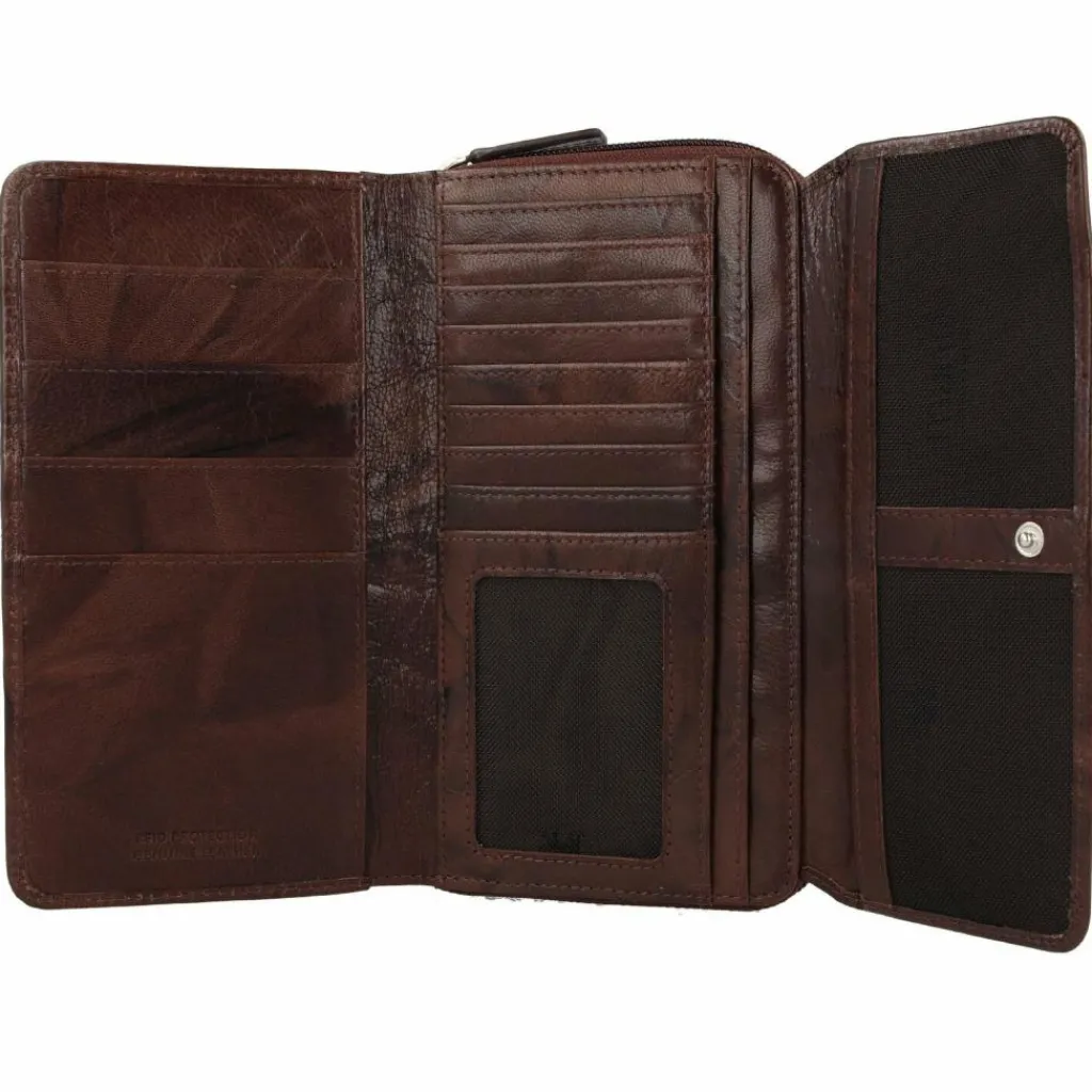 mano Damengeldbörsen Querformat<Donna Aurona Geldbörse RFID Leder 18 cm dunkelbraun