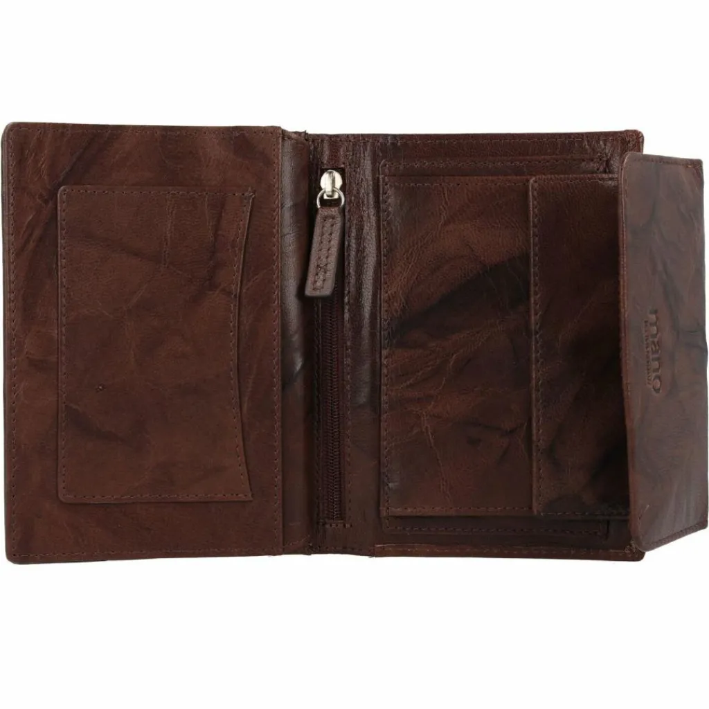 New mano Donna Aurona Geldbörse RFID Leder 14 cm dunkelbraun