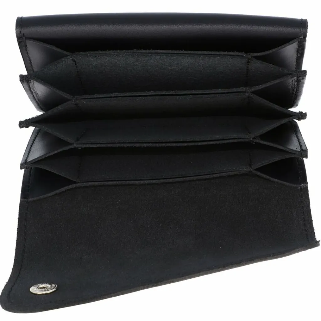 Mika Herrengeldbörsen Querformat|Damengeldbörsen Querformat<Geldbörse Leder 14,5 cm schwarz