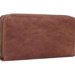 Mika Damengeldbörsen Querformat<Geldbörse Leder 19,5 cm grau-braun