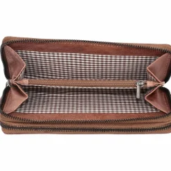 Mika Damengeldbörsen Querformat<Geldbörse Leder 19,5 cm grau-braun