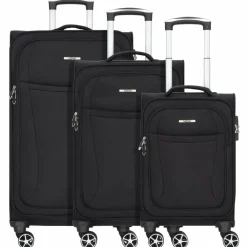 Nowi Koffersets Als Weichgepäck|Koffersets 3-Teilig<Edinburgh 4 Rollen Kofferset 3-teilig schwarz