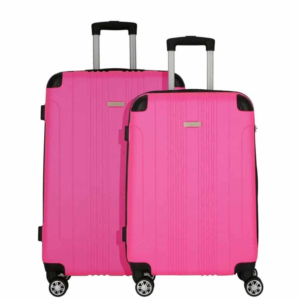 Nowi Koffersets Als Hartgepäck|Koffersets 2-Teilig<Lugano 4 Rollen Kofferset 2-teilig schwarz-pink